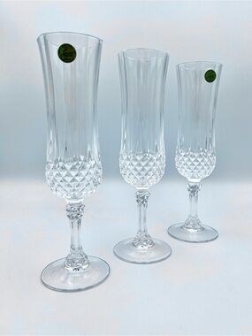 Vintage 24% Lead Crystal Champagne Flutes Cristal d’Arques Longchamp (Set of 3)